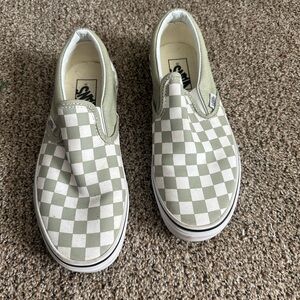 Vans Green and White Sneakers Classic Slip-On Style